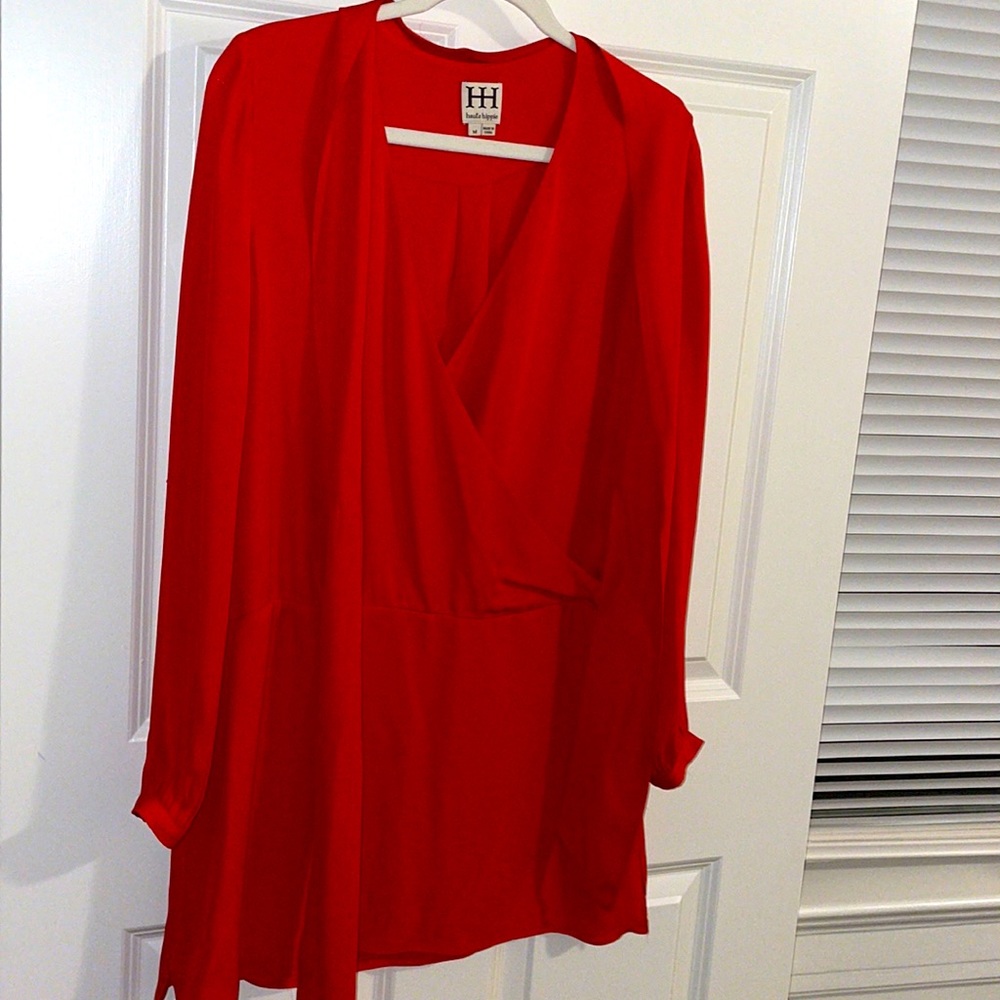 Haute Hippie short red belted wrap dress